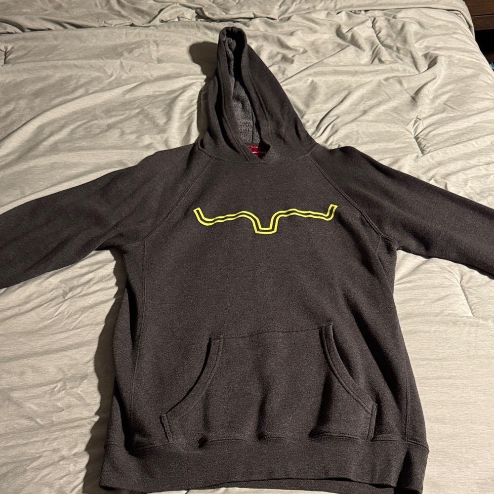 Kimes Ranch Charcoal Hoodie with Neon Yellow Logo